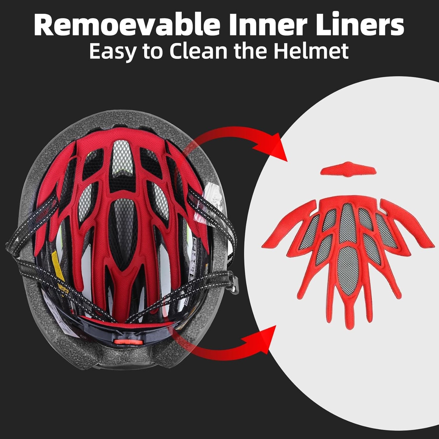 Adult Men Women Mountain & Road Bike Helmet, Bicycle Helmet with Rear Light & Detachable Magnetic Goggles Lightweight Cycling Helmet Adjustable