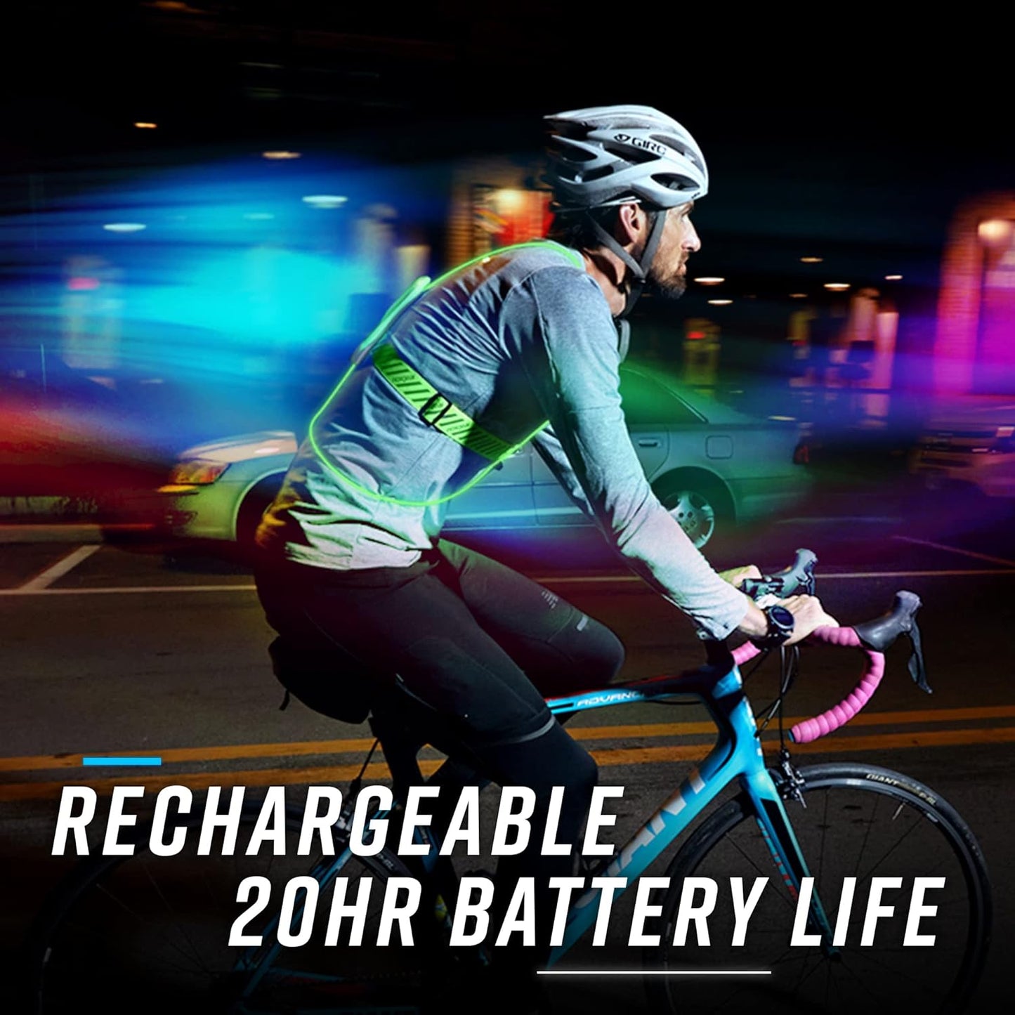 Tracer2 - Multicolor Illuminated, Reflective Vest for Running or Cycling (Rechargeable, Waterproof)