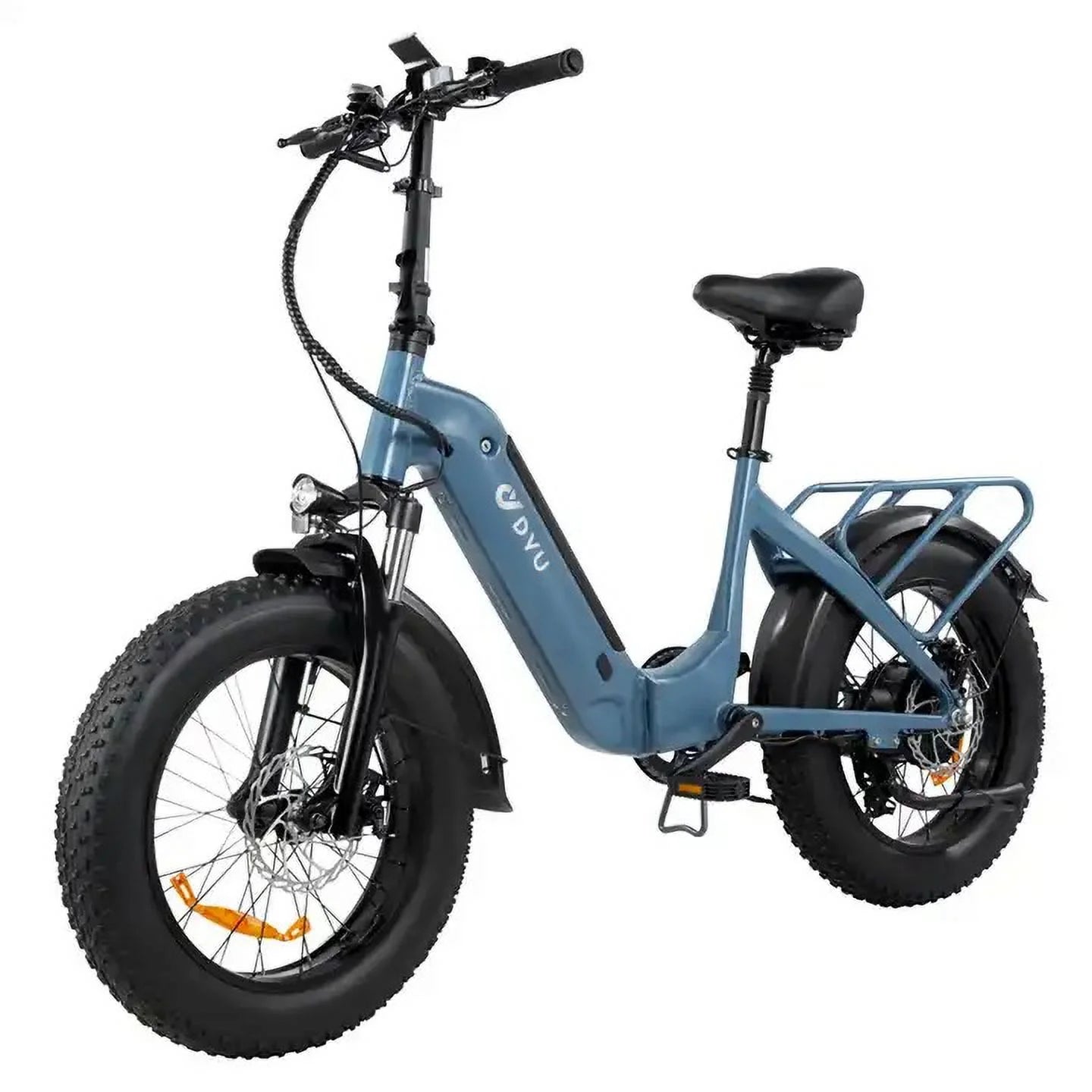 DVU Fat Tire Electric Bike for Adults, Step through Foldable Bikes with Lithium Battery 48Volts 14Ah, 750W Ebike Aluminum Alloy Frame 20 Inch Fat Tire