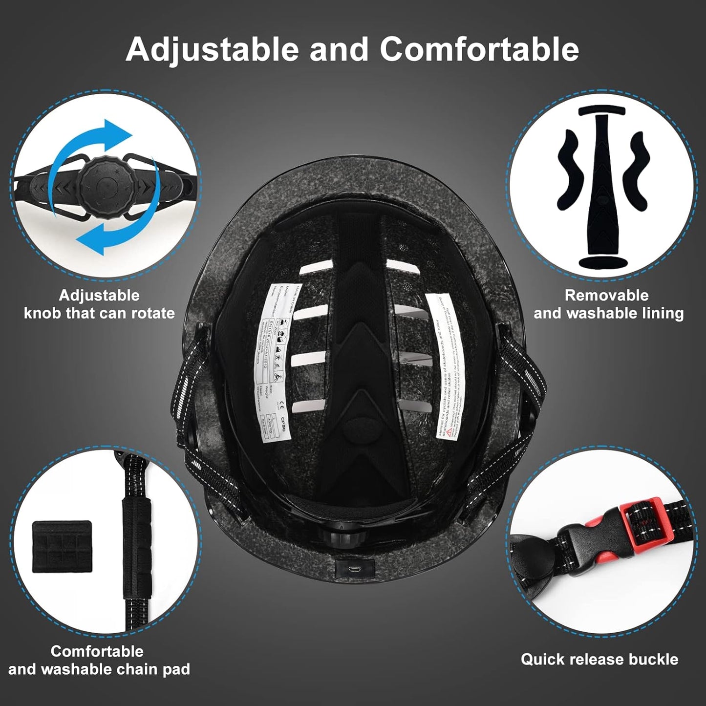 Bike Helmets for Adults - Front and Rear LED Lights Adjustable Bicycle Helmet for Adults Men Women Scooter Helmet for Commuting, Road Biking, Skating, Scooter