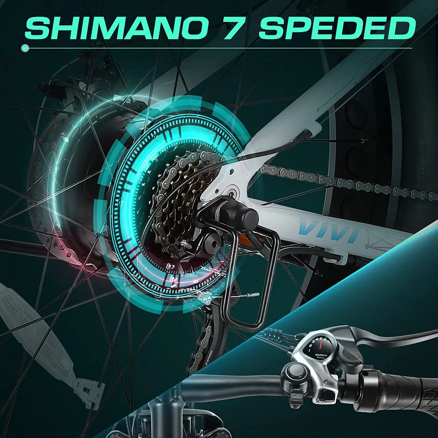 Vivi Fat Tire Electric Bike 500W All Terrain Electric Bike Long Range Electric Mountain Bike with 48V 13Ah Removable Battery, Electric Bike 26" X 4.0 UL2849 Certified